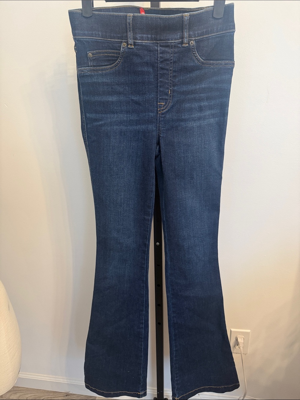 Spanx Womens Dark Blue Stretch Flare Jeans Size XS